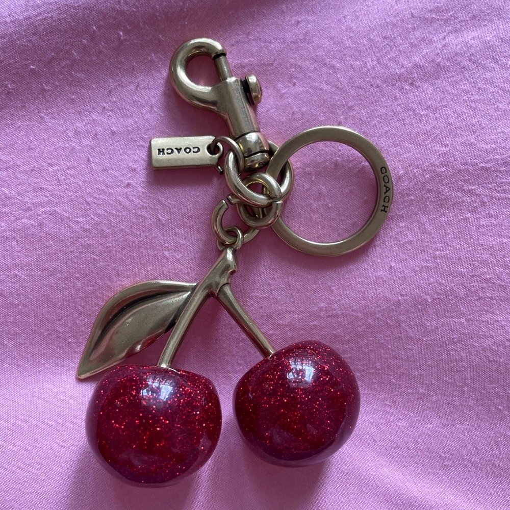 COACH Red Glitter Cherry Keychain Keyring
